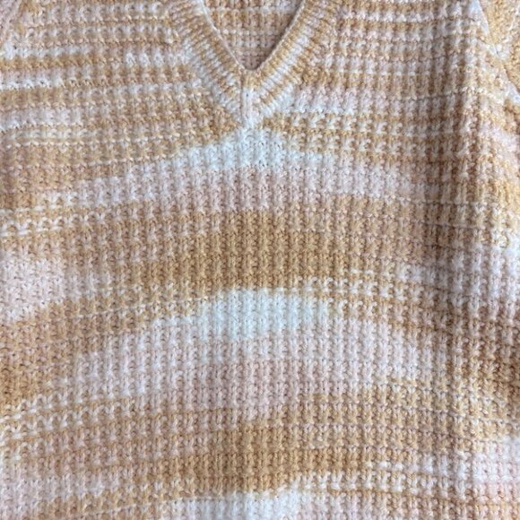 Handmade Tan Pink White Knit Crew Neck Sweater S - Picture 8 of 11